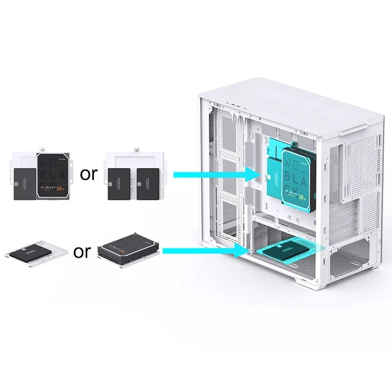 Jonsbo D300 M-ATX Computer Case (Black, White)