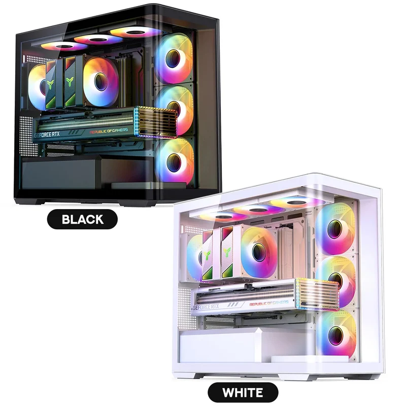 Jonsbo D300 M-ATX Computer Case (Black, White)