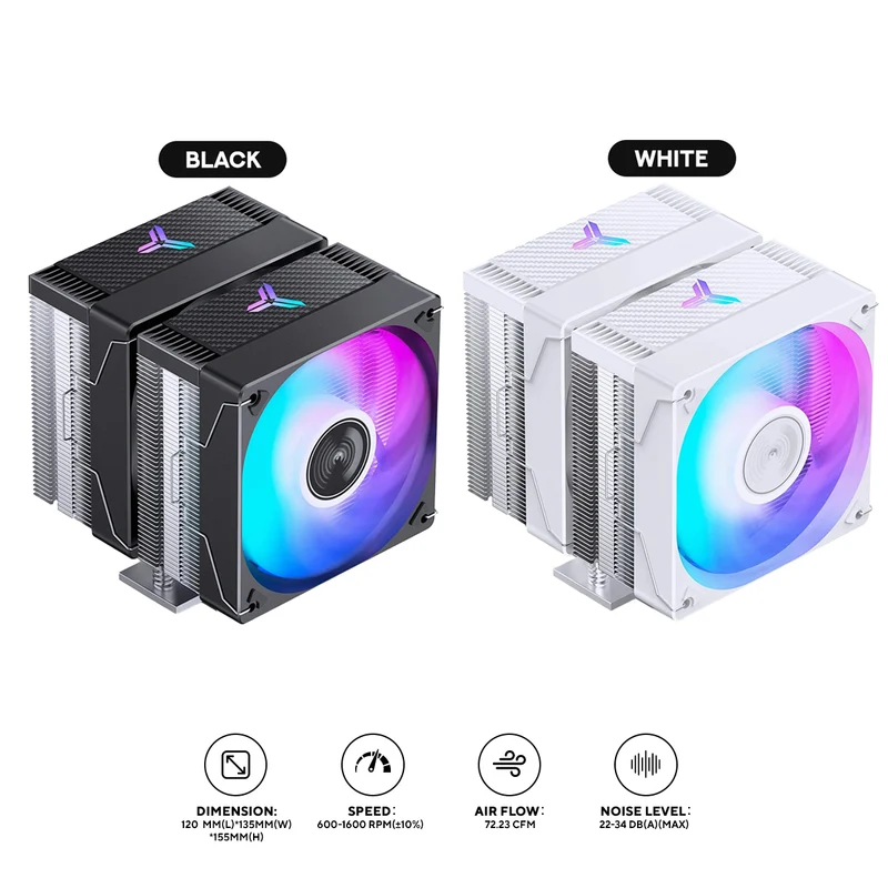 Jonsbo CR-3000E 120MM Dual-Fan / Dual-Tower CPU Cooler (Black, White)