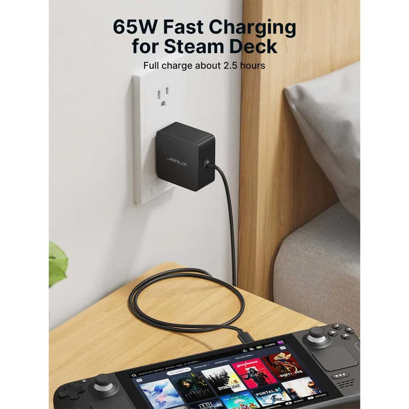 JSAUX 65W USB-C Foldable Charger (Black) (CH6504)