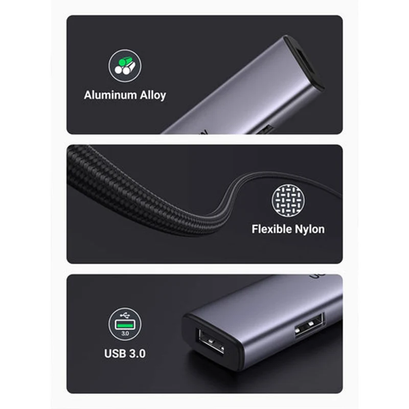 Ugreen 4-in-1 Portable & Foldable USB-C Hub (Gray) (CM801/35590)