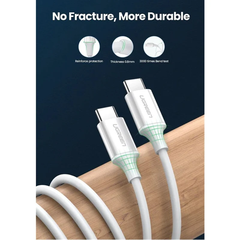 Ugreen USB-C 2.0 Male To USB-C 2.0 Male 3A Data Cable - 1M (White) (US264/60518)