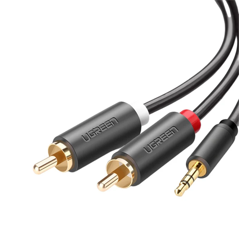 Ugreen 3.5mm Male To 2 RCA Male Audio Cable - Gray (1M, 1.5M, 2M, 3M, 5M) (AV102/10772, 10511, 10510, 10512, 10513)