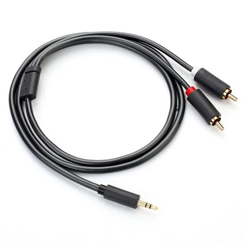 Ugreen 3.5mm Male To 2 RCA Male Audio Cable - Gray (1M, 1.5M, 2M, 3M, 5M) (AV102/10772, 10511, 10510, 10512, 10513)