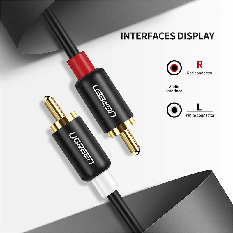 UGreen 2 RCA Male To 2 RCA Male Audio Cable - 1m (Black) (AV104/30747)