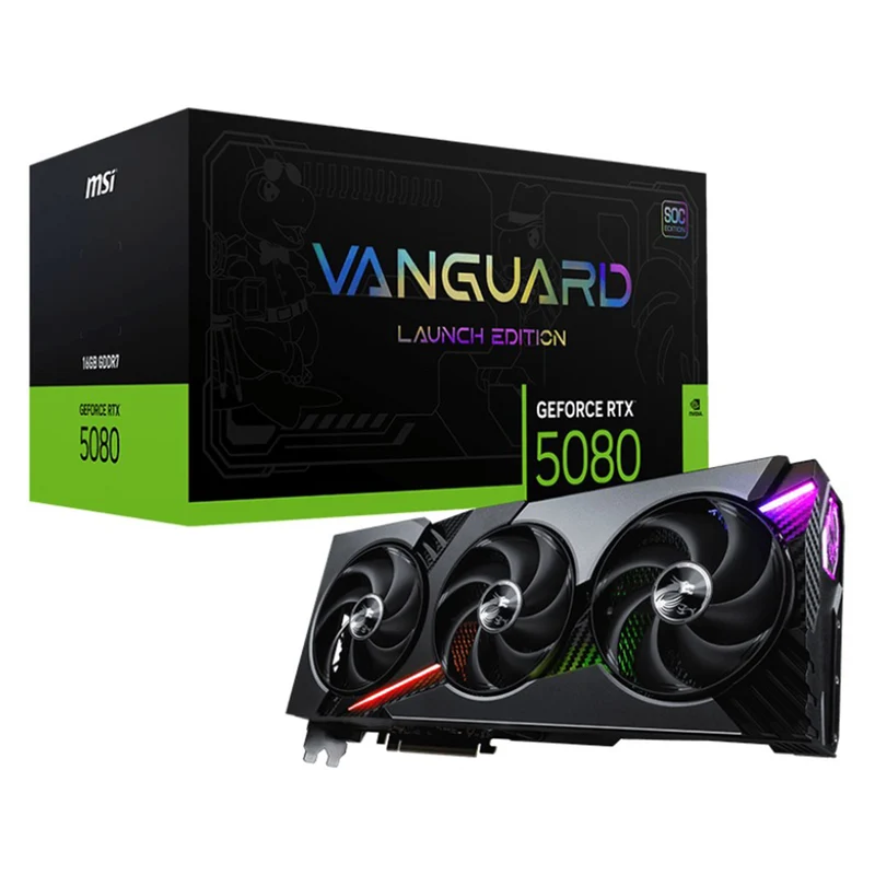 MSI Geforce RTX 5080 16GB GDDR7 Vanguard SOC LAUNCH EDITION Graphics Card