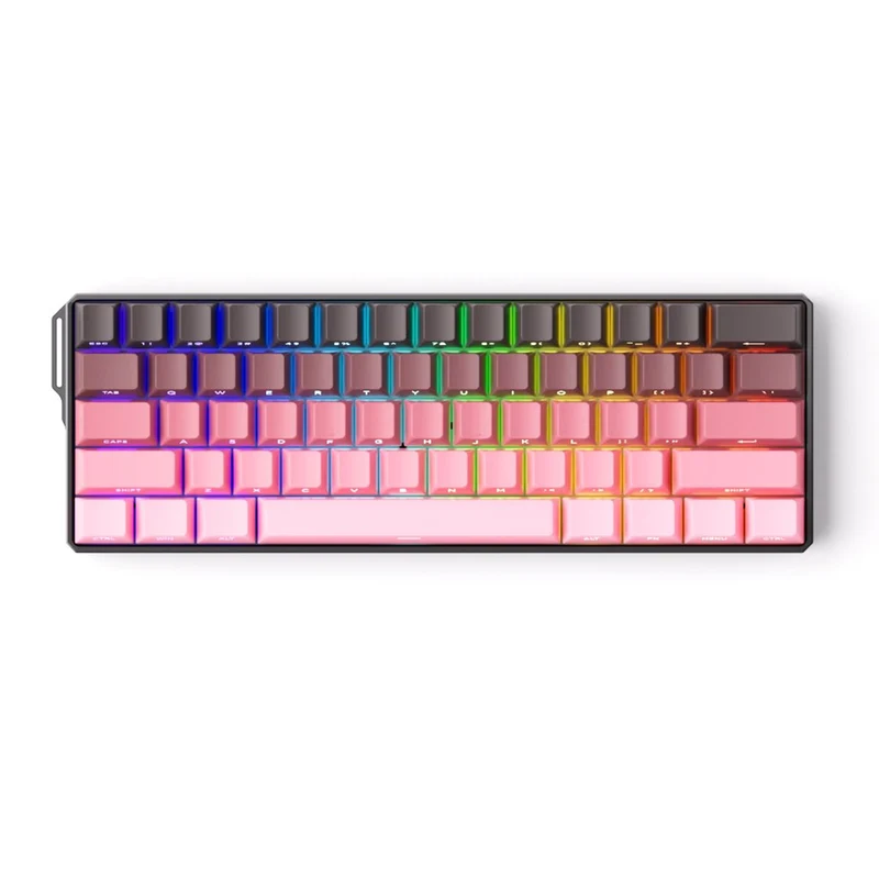 MonsGeek FUN60 Ultra SP Shine-Through Black & Pink Gradient Wired RGB Mechanical Keyboard (Akko Glare Magnetic Switch)