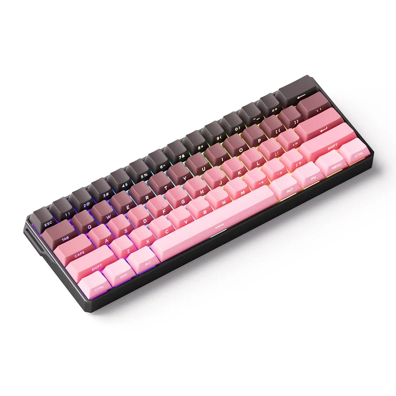 MonsGeek FUN60 Ultra SP Shine-Through Black & Pink Gradient Wired RGB Mechanical Keyboard (Akko Glare Magnetic Switch)