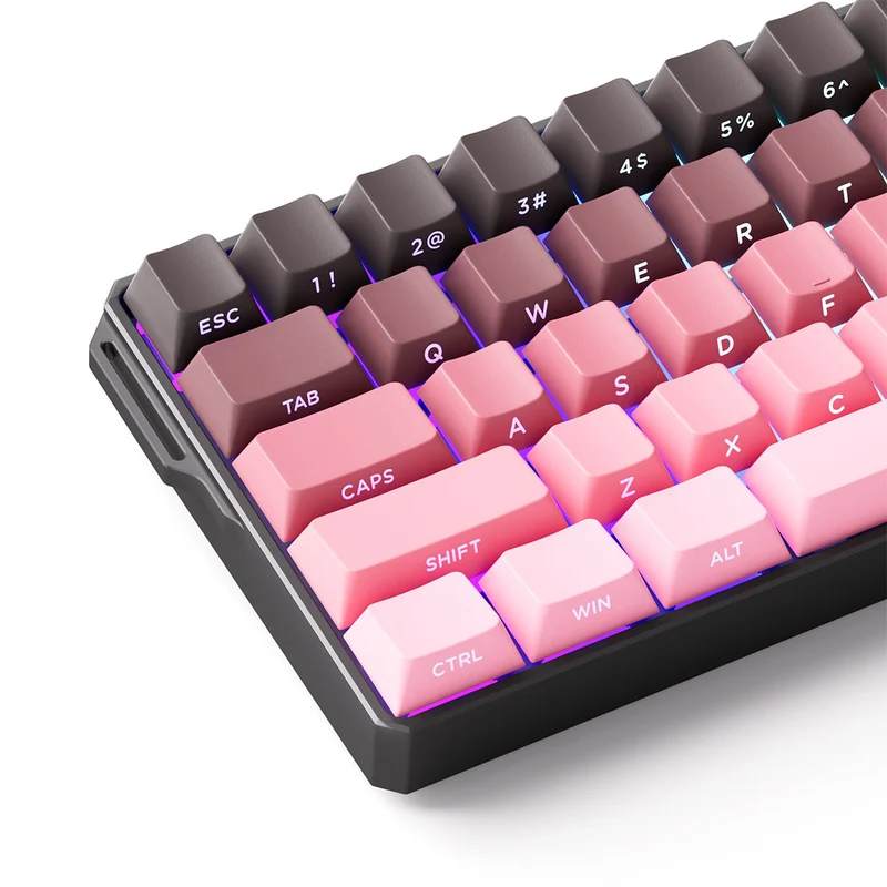 MonsGeek FUN60 Ultra SP Shine-Through Black & Pink Gradient Wired RGB Mechanical Keyboard (Akko Glare Magnetic Switch)