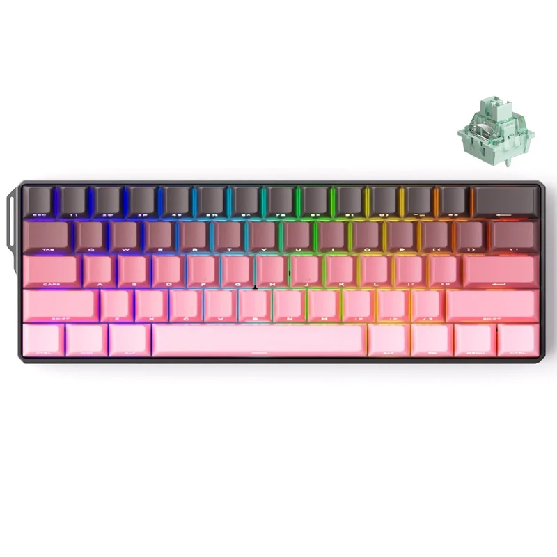 MonsGeek FUN60 Ultra SP Shine-Through Black & Pink Gradient Wired RGB Mechanical Keyboard (Akko Glare Magnetic Switch)