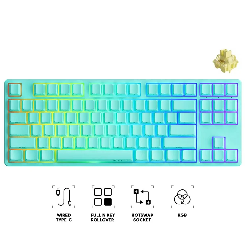 Akko Mint 5087S SP QMK Wired RGB Hot-Swappable Mechanical Keyboard (Akko V3 Cream Yellow Pro)