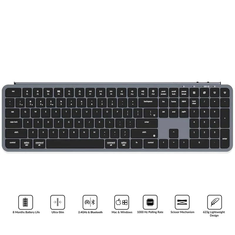 Keychron B6 Pro Ultra-Slim Wireless Keyboard (Space Gray) (B6P-K1)