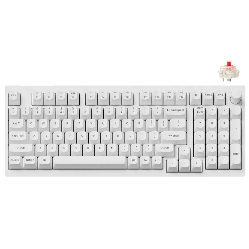 Keychron V5 Max Knob Version RGB Backlight Hot-Swappable 96% Wireless Mechanical Keyboard - White (Gateron Jupiter Brown Switch, Gateron Jupiter Banana Switch, Gateron Jupiter Red Switch) (V5M-F3, V5M-F4, V5M-F1)
