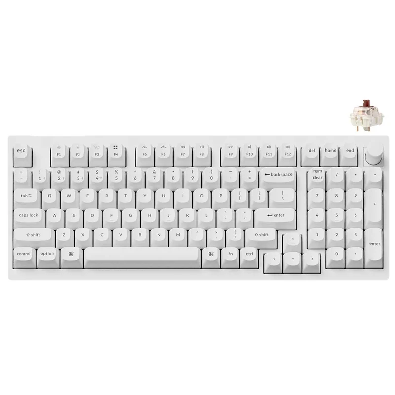 Keychron V5 Max Knob Version RGB Backlight Hot-Swappable 96% Wireless Mechanical Keyboard - White (Gateron Jupiter Brown Switch, Gateron Jupiter Banana Switch, Gateron Jupiter Red Switch) (V5M-F3, V5M-F4, V5M-F1)