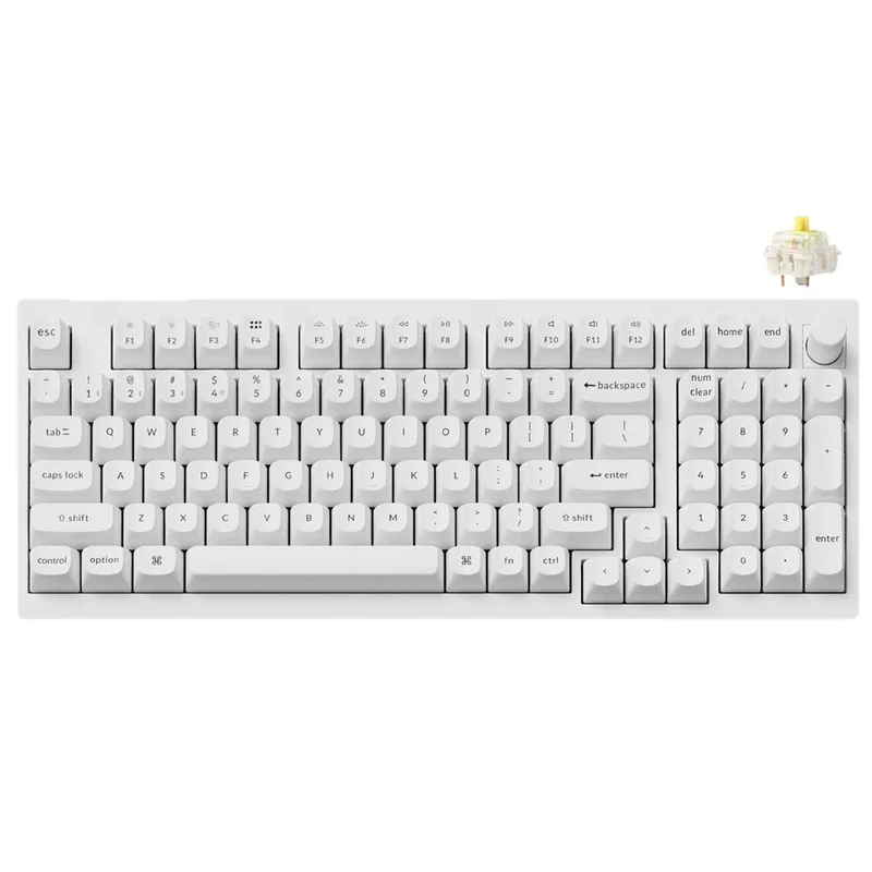 Keychron V5 Max Knob Version RGB Backlight Hot-Swappable 96% Wireless Mechanical Keyboard - White (Gateron Jupiter Brown Switch, Gateron Jupiter Banana Switch, Gateron Jupiter Red Switch) (V5M-F3, V5M-F4, V5M-F1)
