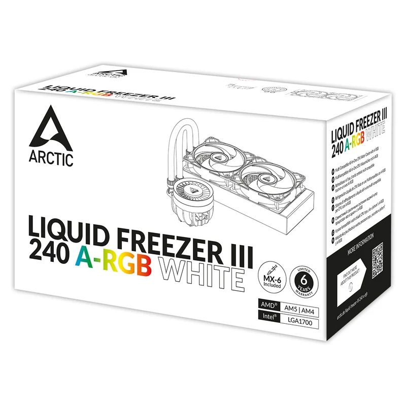 Arctic Liquid Freezer III 240 A-RGB Multi Compatible AIO CPU Water Cooler (Black, White) (ACFRE00142A, ACFRE00150A)
