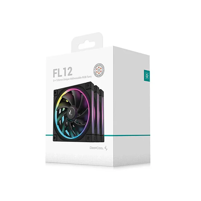 Deepcool FL12 120mm Unique ARGB Cooling Fan - 3-Pack (Black, White) (R-FL12-BKAPN3-G, R-FL12-WHAPN3-G)