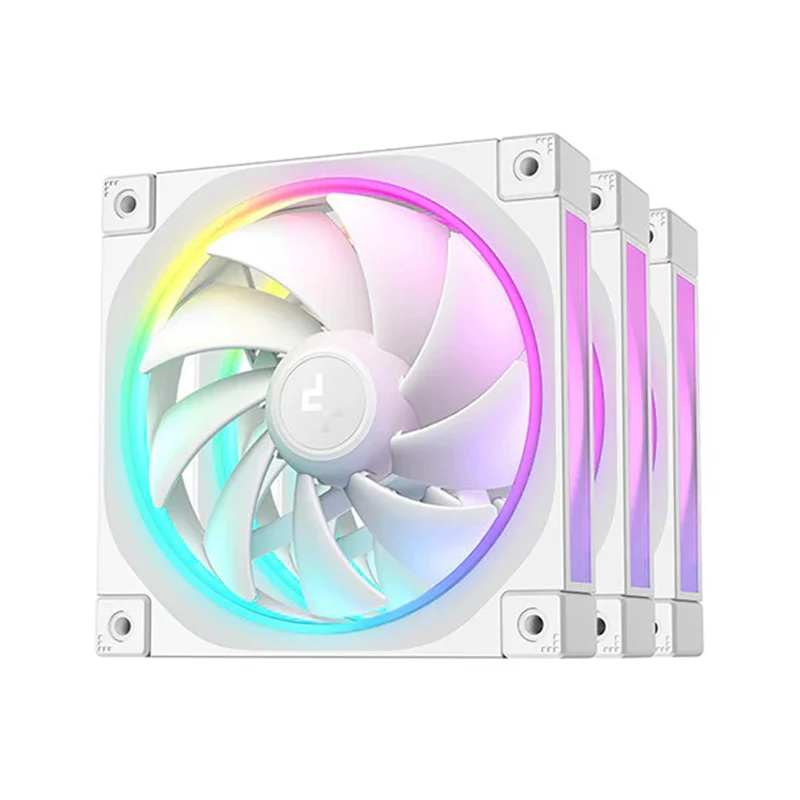 Deepcool FL12 120mm Unique ARGB Cooling Fan - 3-Pack (Black, White) (R-FL12-BKAPN3-G, R-FL12-WHAPN3-G)