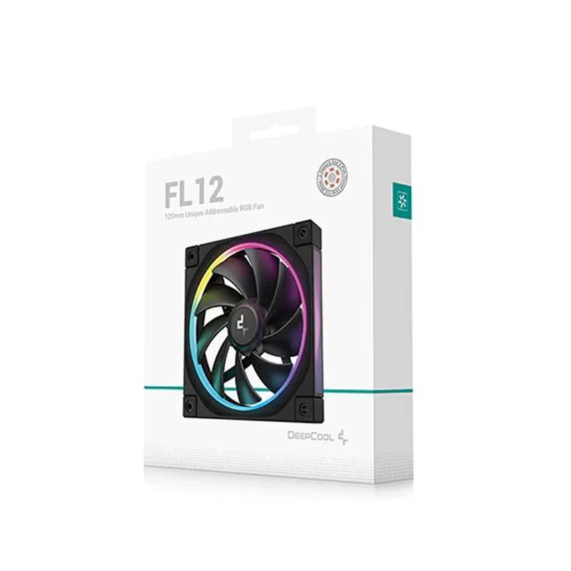 Deepcool FL12 120mm Unique ARGB Cooling Fan - 1-Pack (Black, White) (R-FL12-BKAPN1-G, R-FL12-WHAPN1-G)