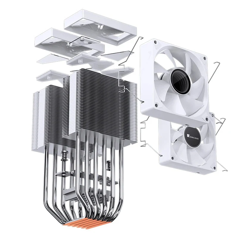 Jonsbo CR-1400 DV2 ARGB Silent Series 90MM Dual-Fan / Dual-Tower CPU Cooler (White)