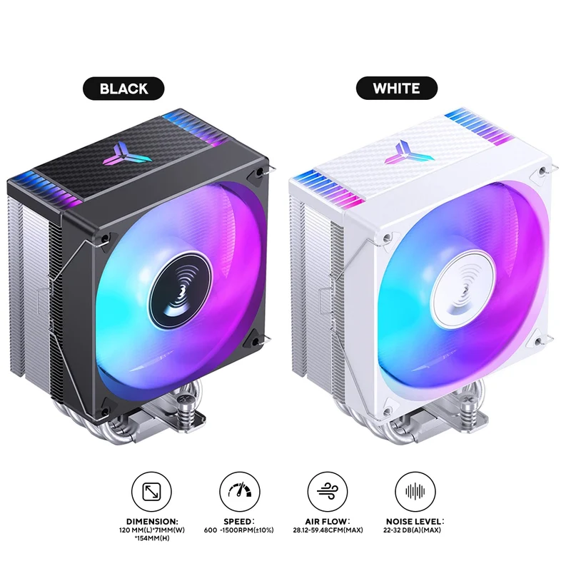 Jonsbo CR-1000 Max Silent Series 120MM Single-Tower CPU Cooler (Black, White)