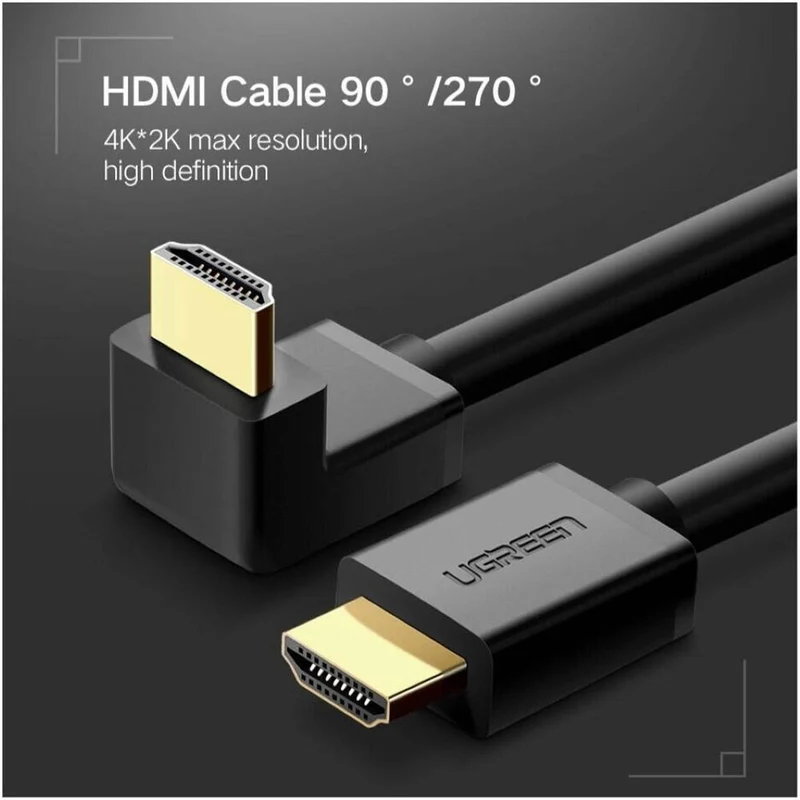 Ugreen HDMI Male To Male Right Angle 90 Degree Cable - 1M (Black) (HD103/10172)