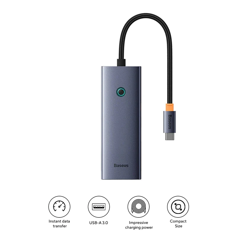 Baseus UltraJoy Series 5-Port Hub Docking Station USB-C to HDMI 4K@30Hz + 3xUSB-C 3.0 + PD (Space Grey) (B00052801811-00)