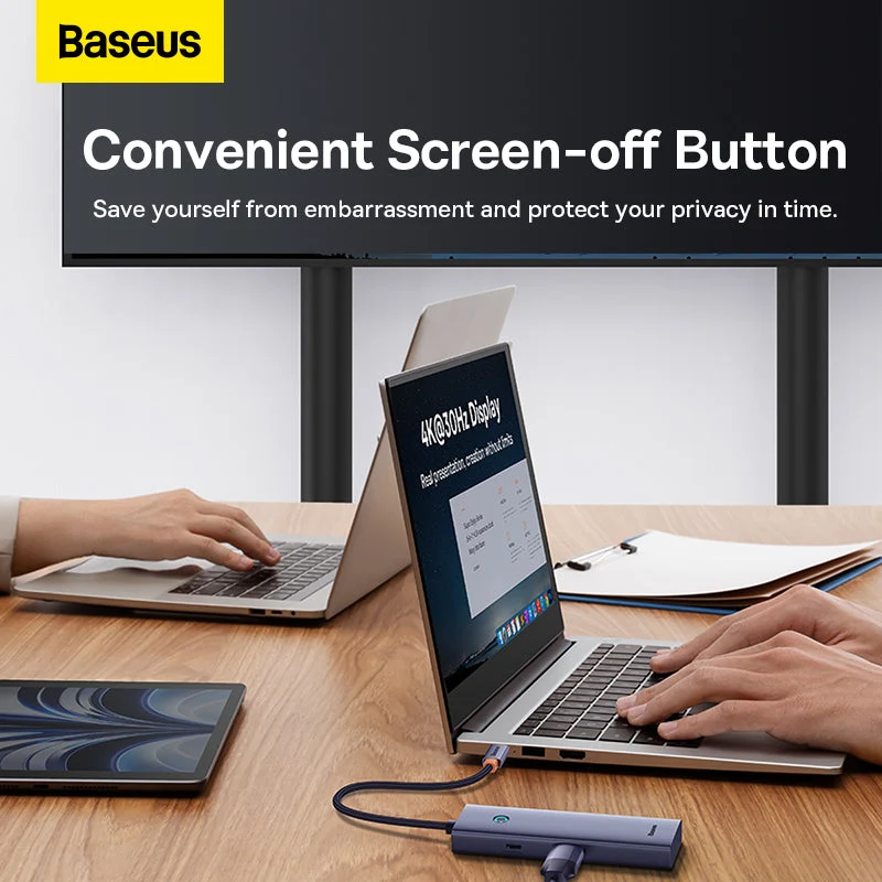 Baseus UltraJoy Series 5-Port Hub Docking Station USB-C to HDMI 4K@30Hz + 3xUSB-C 3.0 + PD (Space Grey) (B00052801811-00)