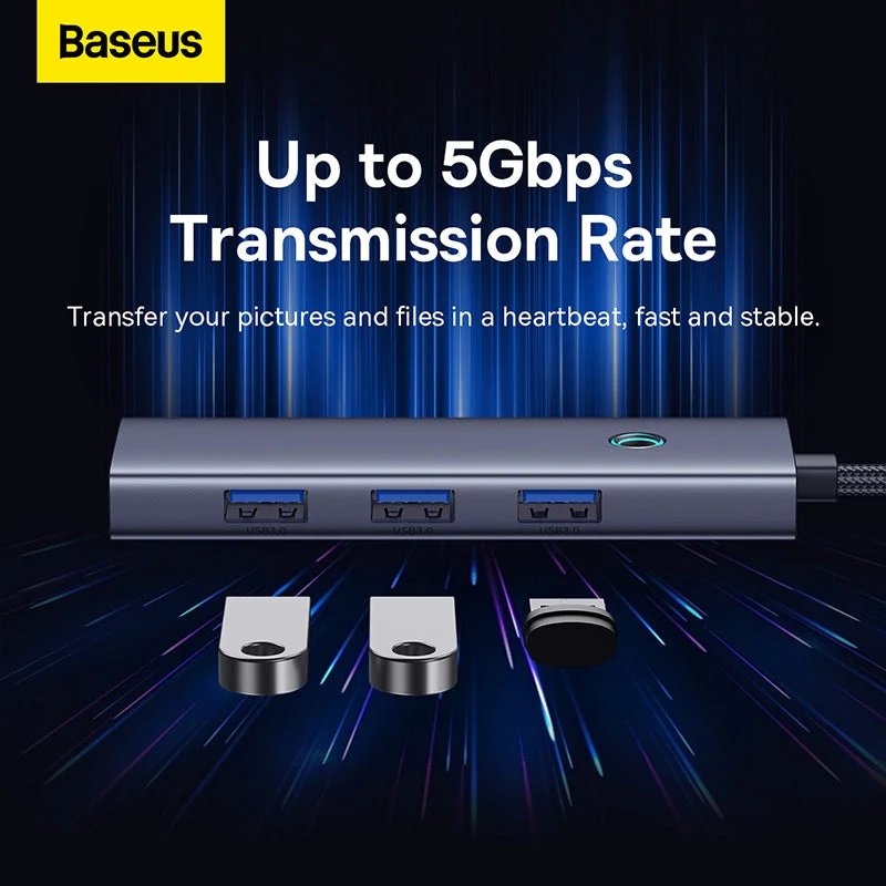 Baseus UltraJoy Series 5-Port Hub Docking Station USB-C to HDMI 4K@30Hz + 3xUSB-C 3.0 + PD (Space Grey) (B00052801811-00)
