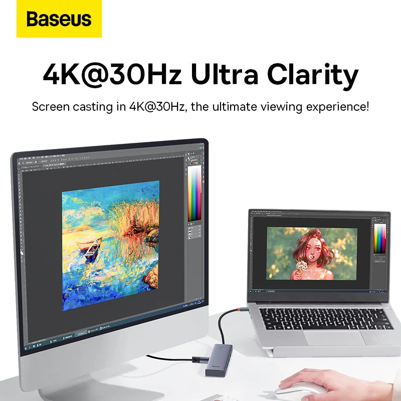 Baseus UltraJoy Series 5-Port Hub Docking Station USB-C to HDMI 4K@30Hz + 3xUSB-C 3.0 + PD (Space Grey) (B00052801811-00)