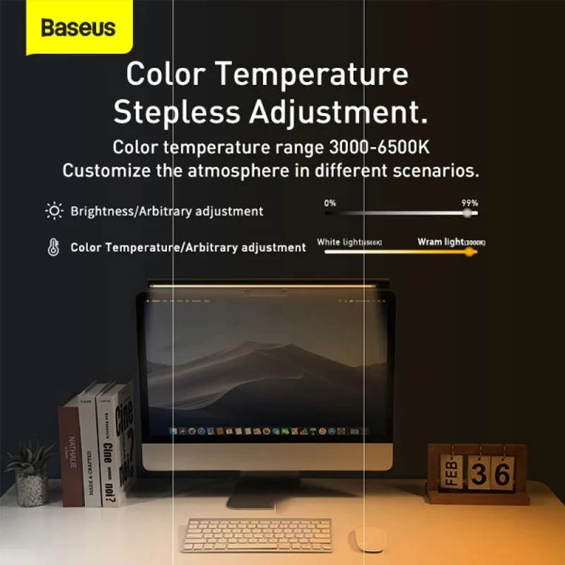 Baseus i-wok Series USB Asymmetric Light Source Screen Hanging Light Fighting Pro (Black) (DGIWK-P01)