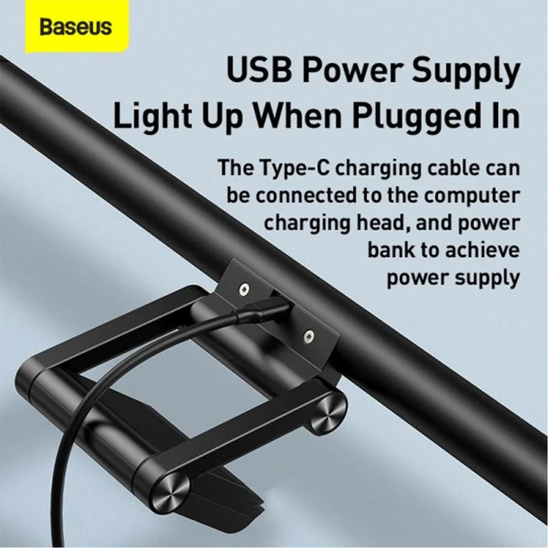 Baseus i-wok Series USB Asymmetric Light Source Screen Hanging Light Fighting Pro (Black) (DGIWK-P01)