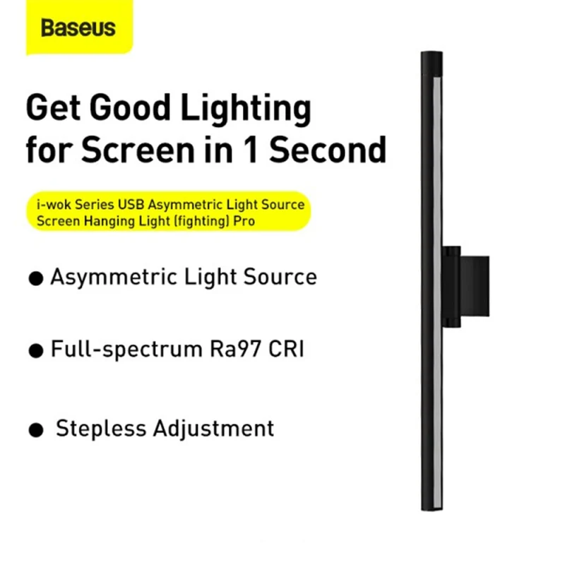 Baseus i-wok Series USB Asymmetric Light Source Screen Hanging Light Fighting Pro (Black) (DGIWK-P01)