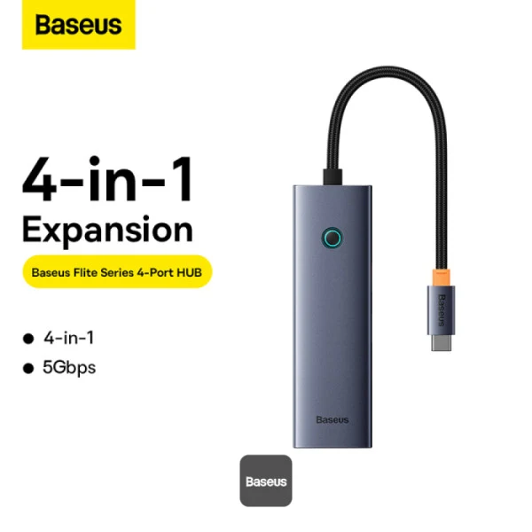 Baseus UltraJoy Series 4-in-1 USB-C Hub to 4xUSB 3.0 (Space Grey) (B0005280A813-03)