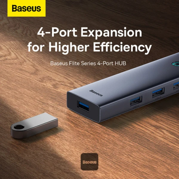 Baseus UltraJoy Series 4-in-1 USB-C Hub to 4xUSB 3.0 (Space Grey) (B0005280A813-03)