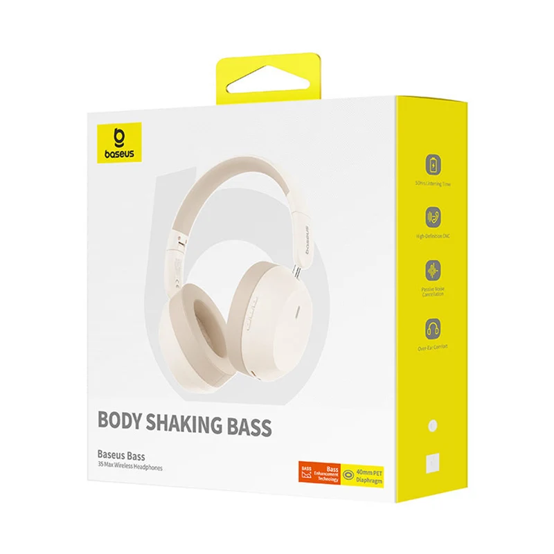 Baseus Bass 35 Max Wireless Headphone Bluetooth v5.3 Connectivity (Stellar White, Twilight Grey) (A00070800221-00, A00070800821-00)