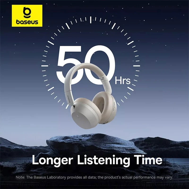 Baseus Bass 35 Max Wireless Headphone Bluetooth v5.3 Connectivity (Stellar White, Twilight Grey) (A00070800221-00, A00070800821-00)