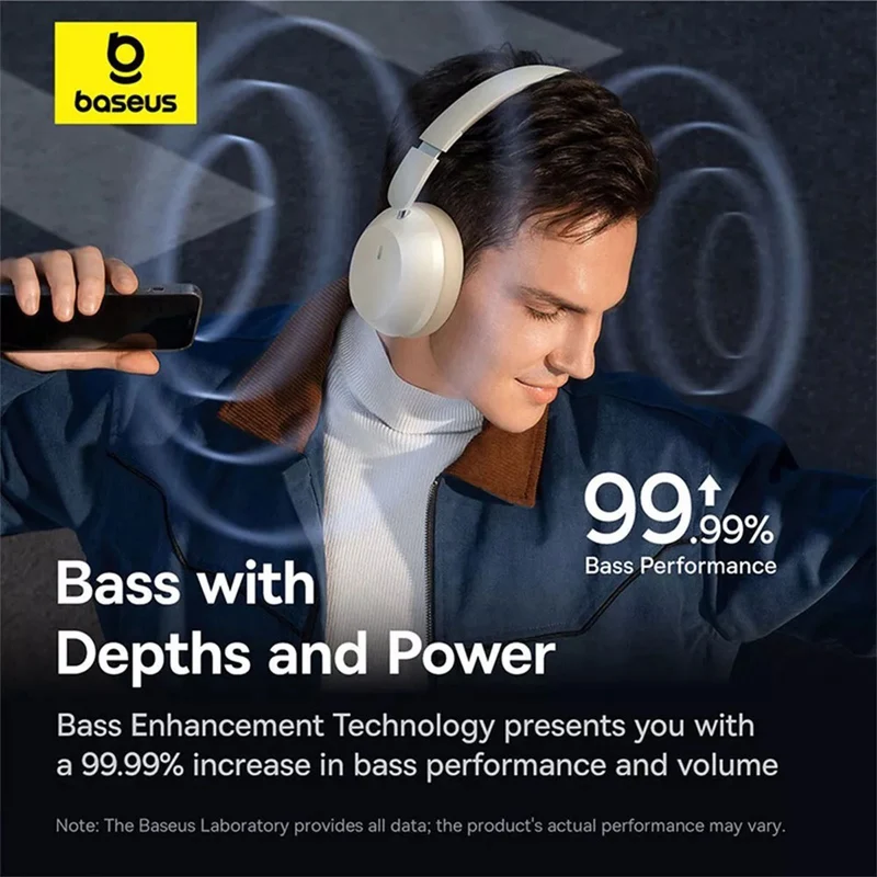 Baseus Bass 35 Max Wireless Headphone Bluetooth v5.3 Connectivity (Stellar White, Twilight Grey) (A00070800221-00, A00070800821-00)
