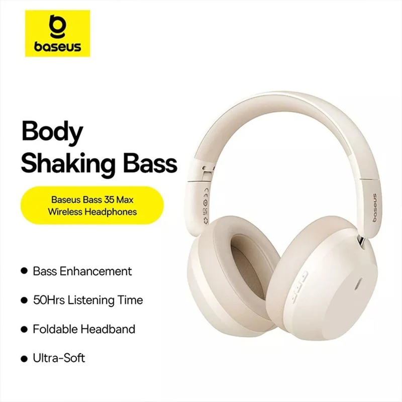 Baseus Bass 35 Max Wireless Headphone Bluetooth v5.3 Connectivity (Stellar White, Twilight Grey) (A00070800221-00, A00070800821-00)