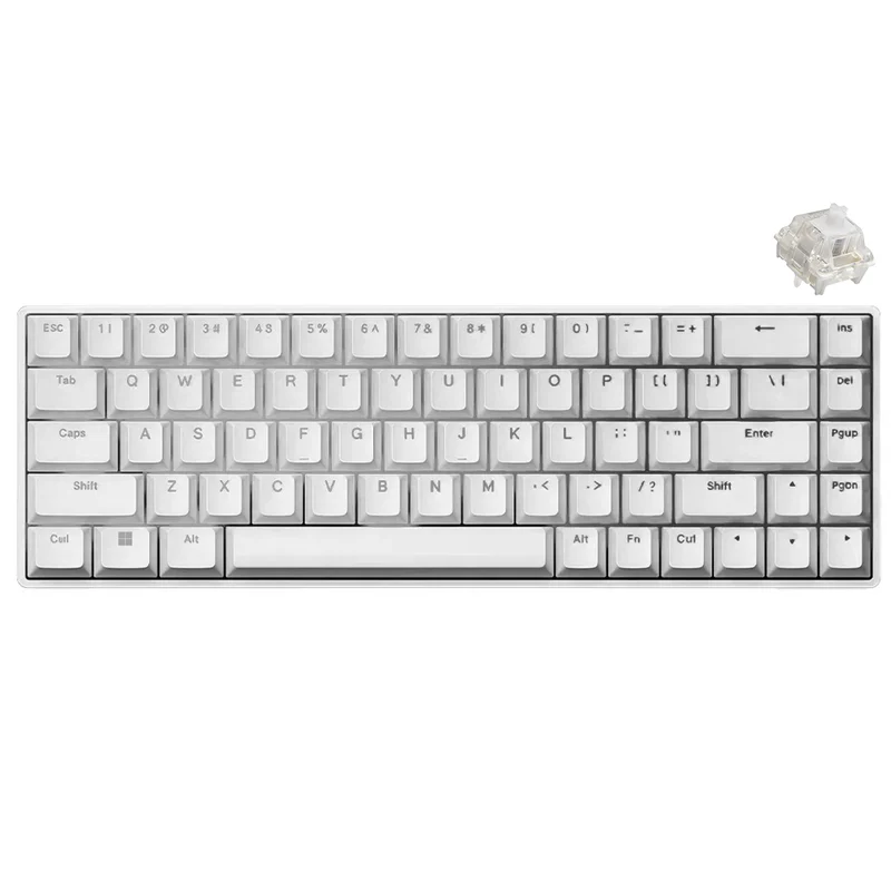 Fierce Gaming Gear Fire 68 Wired Hot-Swappable Mechanical Keyboard (White) (Gateron Double-Rail White Hall Effect Magnetic Switch)