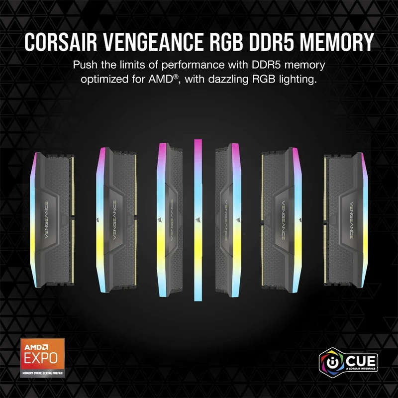 Corsair Vengeance RGB 64GB (2x32GB) DDR5 DRAM 6000MT/s CL30 AMD EXPO & Intel XMP Memory Kit (Cool Grey) (CMH64GX5M2B6000Z30)