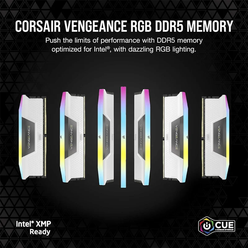 Corsair Vengeance RGB 32GB (2x16GB) DDR5 DRAM 6000MT/s CL30 AMD EXPO & Intel XMP Memory Kit (Black, White)