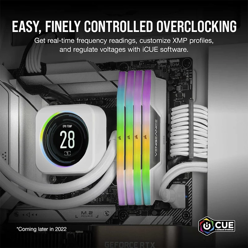 Corsair Vengeance RGB 32GB (2x16GB) DDR5 DRAM 6000MT/s CL30 AMD EXPO & Intel XMP Memory Kit (Black, White)