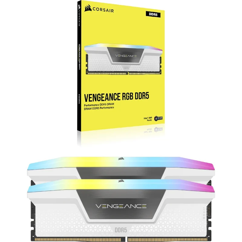 Corsair Vengeance RGB 32GB (2x16GB) DDR5 DRAM 6000MT/s CL30 AMD EXPO & Intel XMP Memory Kit (Black, White)