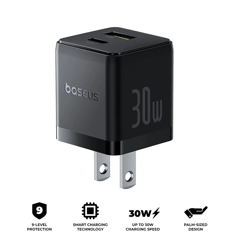 Baseus Palm Fast Charger C+U 30W (Cluster Black) (P1011160B113-00)