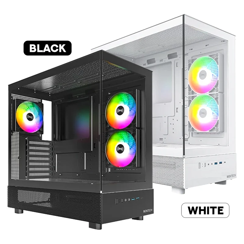 Montech XR Mid Tower ATX PC Case (Black, White)