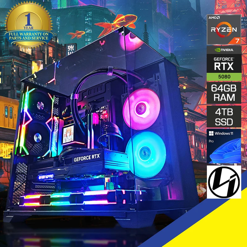 Ultra O11 Vision Black Desktop Gaming PC | AMD Ryzen 7 9800X3D | 64GB RAM | 4TB SSD | RTX 5080 | Windows 11 Pro