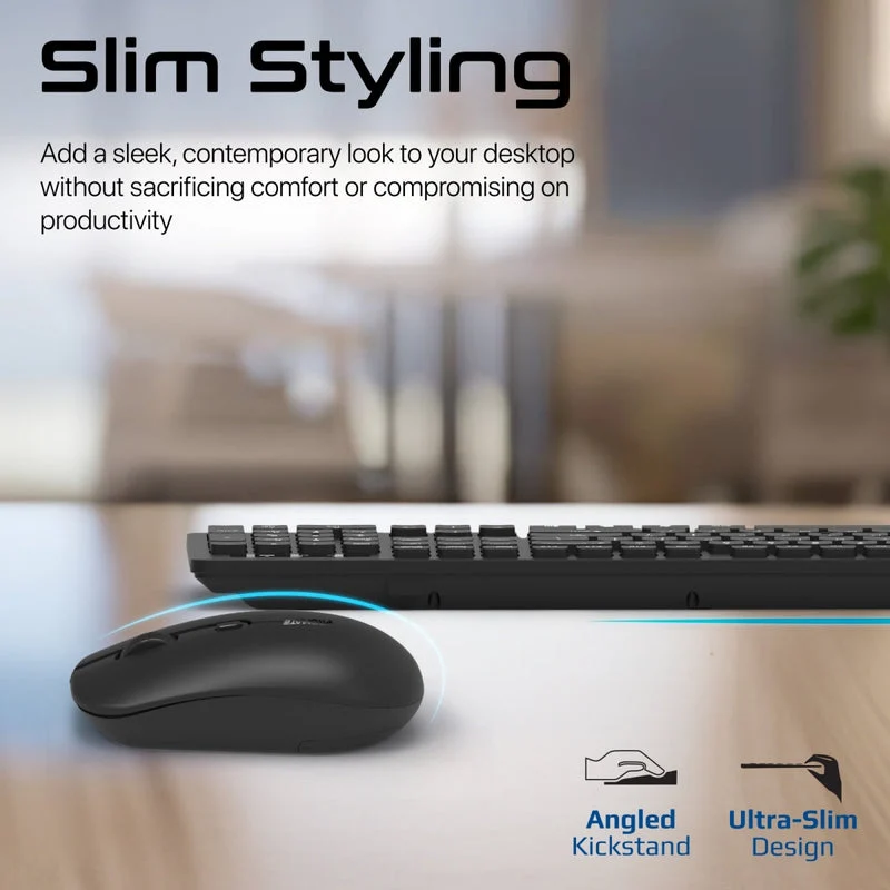 Promate ProCombo-13 Sleek Profile Full-Size Wireless Keyboard & Mouse (Black)