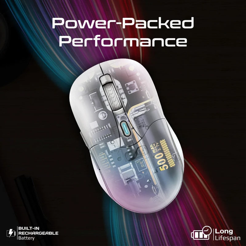 Promate Samo Dual Mode Rechargeable Wireless Mouse with BT & 2.4GHz Connectivity (White)