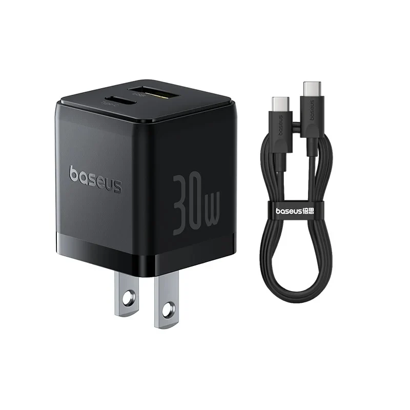 Baseus Palm Fast Charger C+U 30W with Mini Black Cable USB-C to USB-C 1m (Cluster Black) (P1011160B113-01)